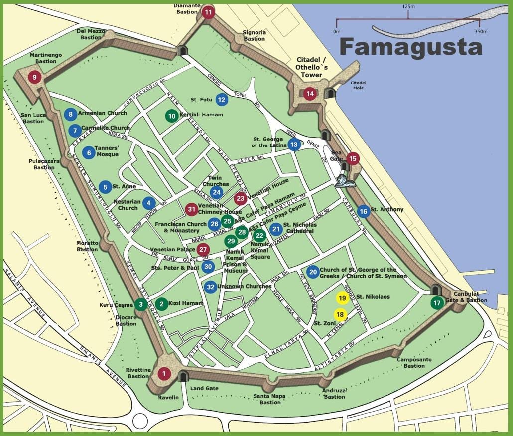 नक्शे के famagusta उत्तरी साइप्रस