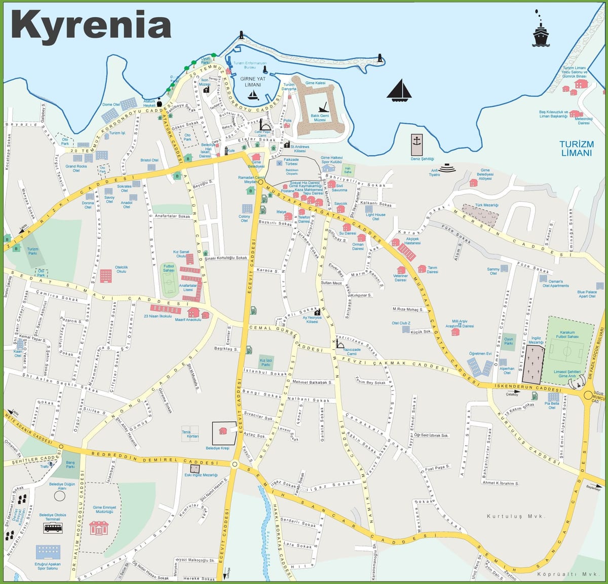 नक्शे के उत्तरी साइप्रस kyrenia