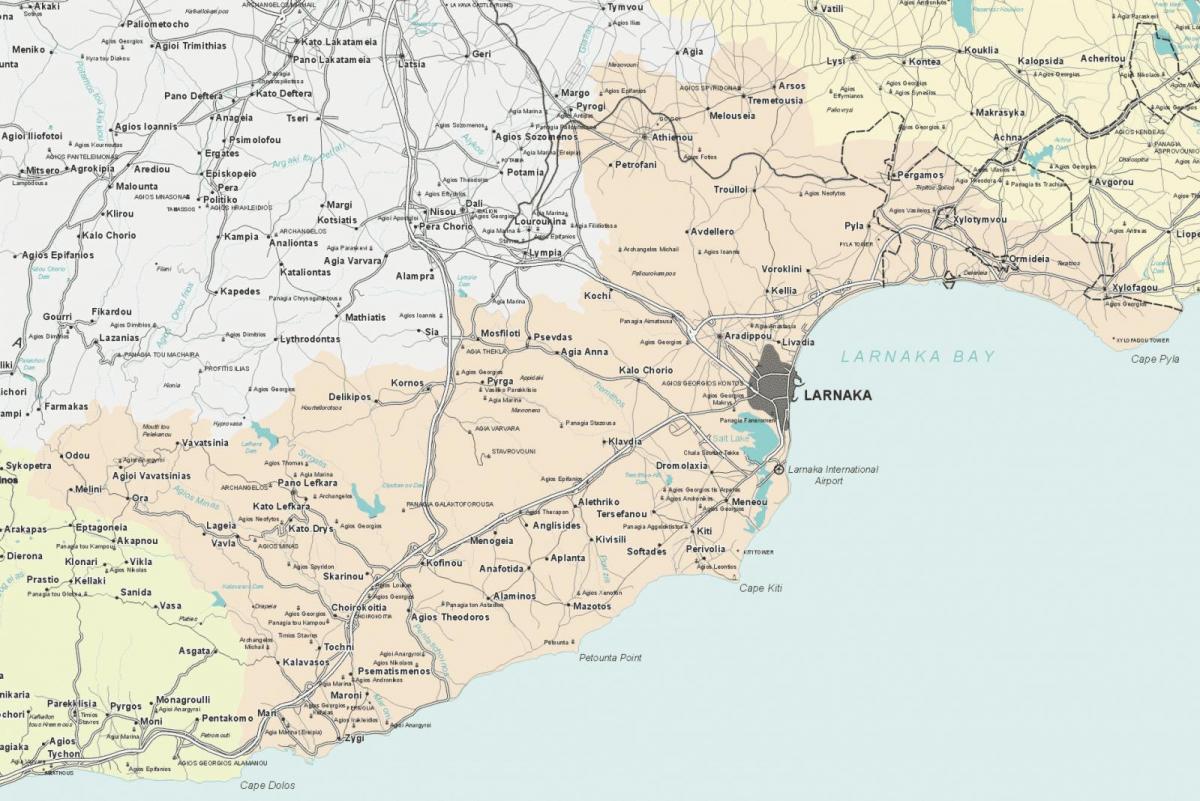 का नक्शा लर्नाका, साइप्रस
