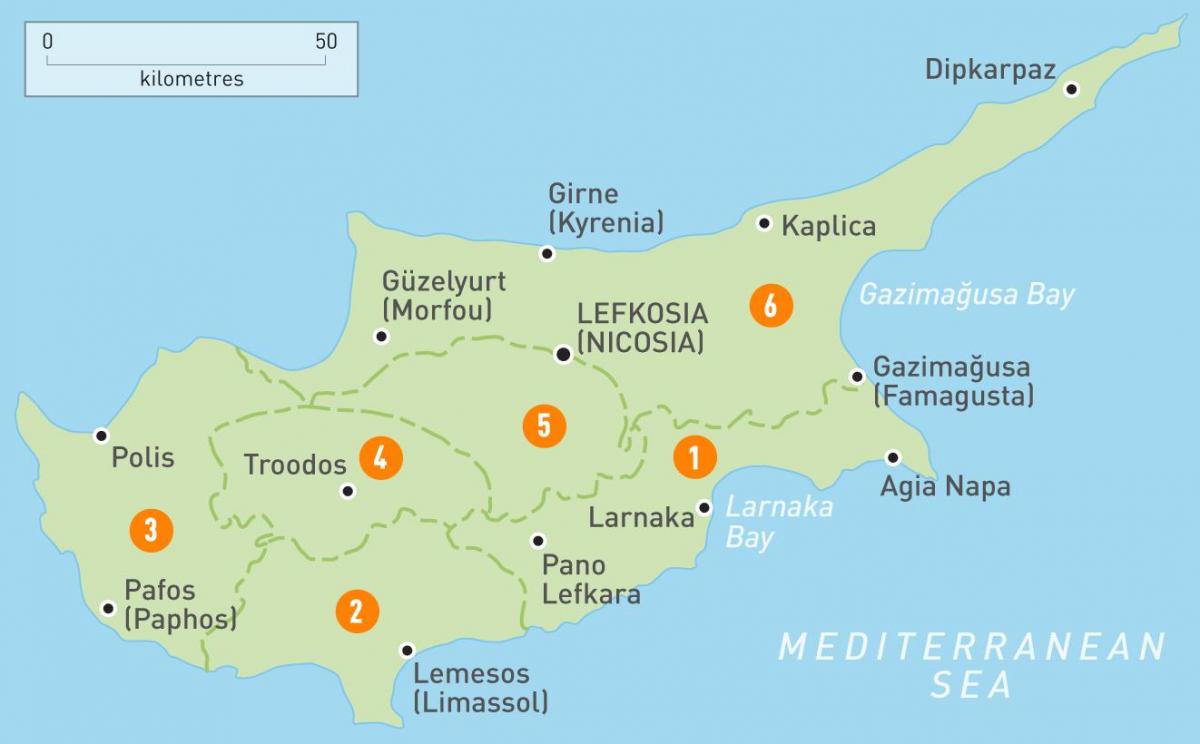 मानचित्र साइप्रस के देश