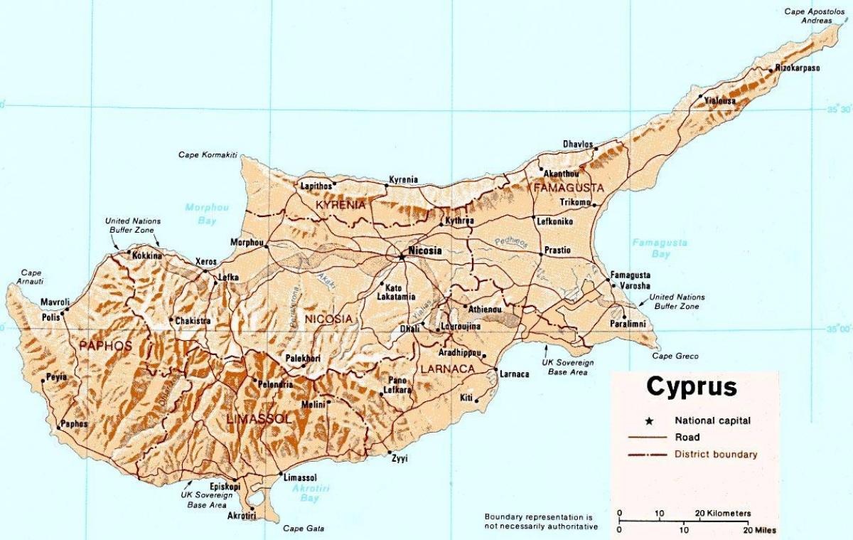विस्तृत मानचित्र साइप्रस के द्वीप